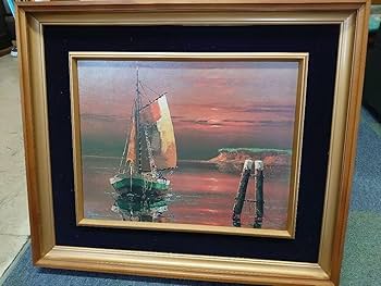 Amazon.co.jp: ☆ ゲロルト エガート 船 複製画 額入れ絵画 風景